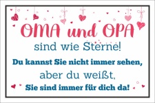 Schild Oma Opa sind wie Sterne Großeltern Geschenk Geburtstag 3 mm Alu-Verbund 300 x 200 mm