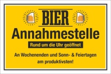 Schild Bierannahmestelle Saufen Party Geschenk Geburtstag 3 mm Alu-Verbund 450 x 300 mm