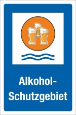 Schild Alkohol Schutzgebiet Bier Geschenk Geburtstag 3 mm Alu-Verbund 300 x 200 mm