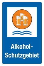 Schild Alkohol Schutzgebiet Bier Geschenk Geburtstag 3 mm Alu-Verbund 450 x 300 mm