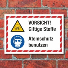 Kombischild Vorsicht Giftige Stoffe Atemschutz benutzen 3...