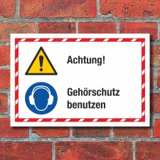 Kombischild Achtung Gehörschutz benutzen 3 mm...