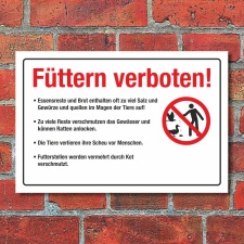 Schild Füttern verboten Essensreste Ratten Kot...