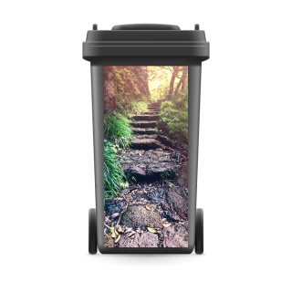 Mülltonnenaufkleber Mülltonne Mülleimer Abfalltonne Sticker Waldweg Treppe Natur