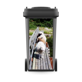 Mülltonnenaufkleber Mülltonne Mülleimer Abfalltonne Sticker Schafe Tiere Brücke