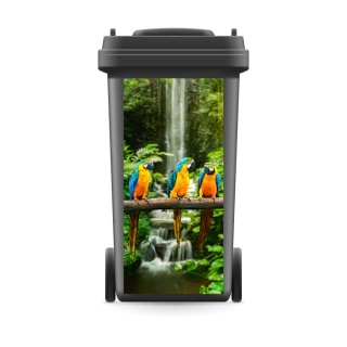 Mülltonnenaufkleber Mülleimer Abfalltonne Sticker Papagei Urwald Tropen- 720 x 320 mm