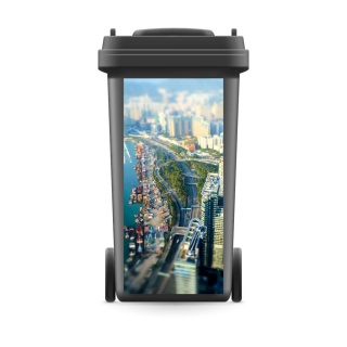 Mülltonnenaufkleber Mülleimer Abfalltonne Sticker Stadt Kowloon China Metropole