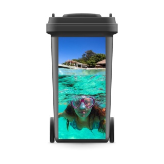Mülltonnenaufkleber Mülleimer Abfalltonne Sticker Taucher Meer Unter Wasser- 740 x 370 mm