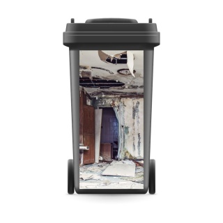 Mülltonnenaufkleber Mülleimer Mülltonne Abfalltonne Sticker Ruine Zimmer Alt