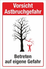 Schild Astbruchgefahr Unfallgefahr Herabfallende Äste Hinweis 3 mm Alu-Verbund 450 x 300 mm