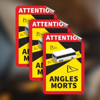 Toter Winkel Angles Morts - Bus / Aufkleber 3 Stück