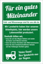 Schild Landwirtschaft Futterwiese Acker Kein Hundekot Müll 3 mm Alu-Verbund 600 x 400 mm