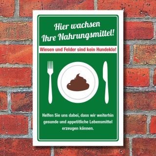 Schild Landwirtschaft Futterwiese Nahrungsmittel Kein Hundeklo 3 mm Alu-Verbund 450 x 300 mm