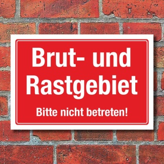 Schild Brut- und Rastgebiet Nicht betreten Vögel Hinweis 3 mm Alu-Verbund 300 x 200 mm
