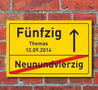 50. Geburtstag Ortsschild Geschenk Geburtstag Hausschild Überraschung 300 x 200 mm