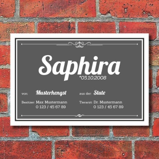 Boxenschild Stallschild Pferdeschild mit Wunschtext Namen 3 mm Alu-Verbund 200 x 300 mm