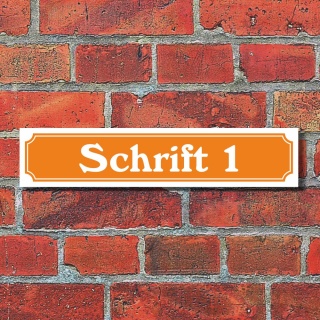 Straßenschild Hausnummer Schild nach Wunsch "Ihr Text", Schrift & Farbe wählbar 3 mm Alu-Verbund 52 x 11 cm Orange Schrift 1