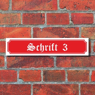 Straßenschild Hausnummer Schild nach Wunsch "Ihr Text", Schrift & Farbe wählbar 3 mm Alu-Verbund 52 x 11 cm Rot Schrift 3