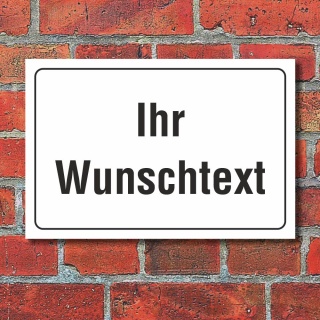 Schild Hinweisschild Wunschtext Firmenschild Praxisschild Wetterfest 3mm Alu-Verbund 300 x 200 mm 6 - Weiß / Schwarze Schrift