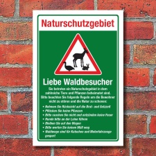 Schild Naturschutzgebiet Regeln Hunde anleinen Brut...