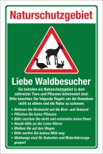 Schild Naturschutzgebiet Regeln Hunde anleinen Brut Setzzeit 3 mm Alu-Verbund 600 x 400 mm