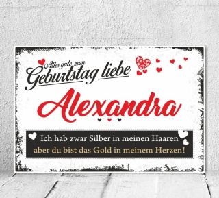 Vintage Shabby Holzschild Geburtstag Geschenk Wunschtext Großvater Großmutter