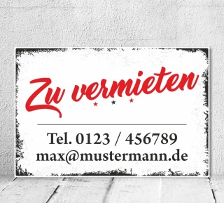 Schild Vintage Shabby Holzschild Dekoschild Zu vermieten Wunschtext