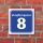 Schild Hausnummer Straße nach Wunsch Wunschtext Türschild wetterfest 20 x 20 cm 1. Blau