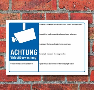 Schild Videoüberwachung videoüberwacht DSGVO Überwachung Kamera 3 mm Alu-Verbund