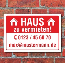 Schild Haus zu vermieten wetterfest 3 mm Alu-Verbund 600...
