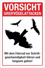 Schild Vorsicht Greifvögelattacke Adler Bussard Gefahr Hinweis 3 mm Alu-Verbund