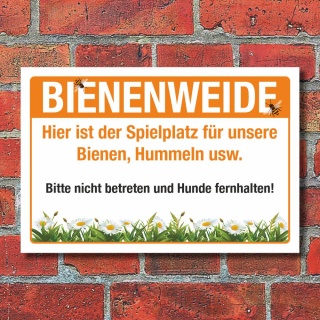 Schild Bienenweide Hummeln Insekten Hinweis 3 mm Alu-Verbund 450 x 300 mm