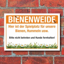 Schild Bienenweide Hummeln Insekten Hinweis 3 mm...