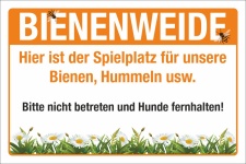 Schild Bienenweide Hummeln Insekten Hinweis 3 mm Alu-Verbund 450 x 300 mm