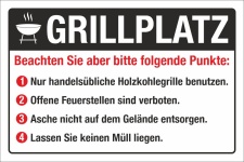 Schild Grillplatz BBQ Barbecue grillen Regeln Hinweis 3...