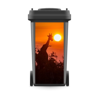 Mülltonnenaufkleber Mülltonne Abfalltonne Sticker Giraffe Sonne Afrika Sahara