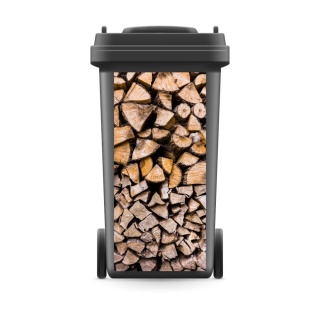 Mülltonnenaufkleber Mülltonne Abfalltonne Sticker Holz Holzscheite Brennholz- 720 x 320 mm