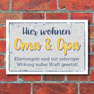Schild Haustürschild Oma Opa Großeltern Geschenk Geburtstag 3 mm Alu-Verbund