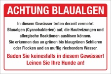 Schild Achtung Blaualgen Baden verboten Hunde anleinen 3...