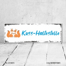 Vintage Holzschild Wandschild Kuss Haltestelle Geburtstag...