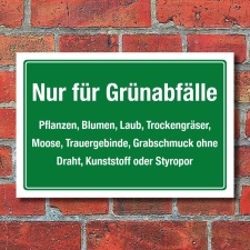 Schild Nur für Grünabfälle Biomüll...