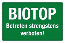 Schild Biotop Betreten verboten 3 mm Alu-Verbund 300 x 200 mm