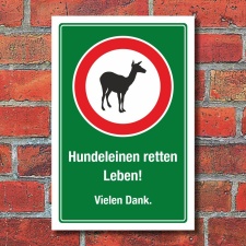 Schild Wildschutzgebiet Hunde anleinen Hundeleinen retten...