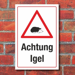 Schild Achtung Igel Hinweisschild 3 mm Alu-Verbund