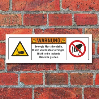 Sicherheitsschild Bewegte Maschinenteile Handverletzung 3 mm Alu-Verbund
