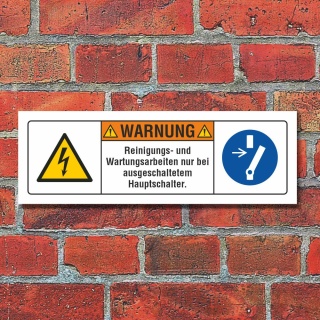 Sicherheitsschild Reinigungs- Wartungsarbeiten Hauptschalter 3 mm Alu-Verbund 300 x 100 mm