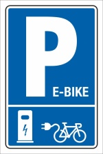 Schild Parkplatz Halteplatz E-Bike Ladestation Tankstelle 3 mm Alu-Verbund - 600 x 400 mm