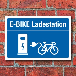 Schild E-Bike Ladestation Tankstelle Parkplatz Halteplatz 3 mm Alu-Verbund