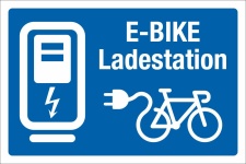 Schild Nur für E-Bike Tankstelle Ladestation Parkplatz 3 mm Alu-Verbund - 300 x 200 mm
