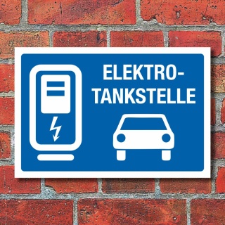 Schild Nur für E-Autos Tankstelle Ladestation Parkplatz 3 mm Alu-Verbund - 600 x 400 mm